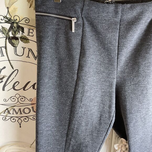 Michael Kors Charcoal Gray Seamed Zip Pockets Ponte Knit Ankle Pants, 8 - Picture 5 of 15